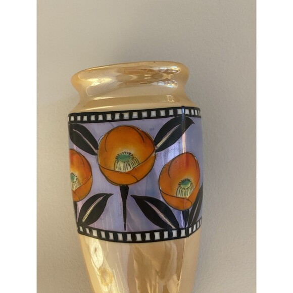 Vintage 1920’s / 39’s Luster Ware Art Deco Wall Pocket Vase Japan Hand Painted - Picture 2 of 8